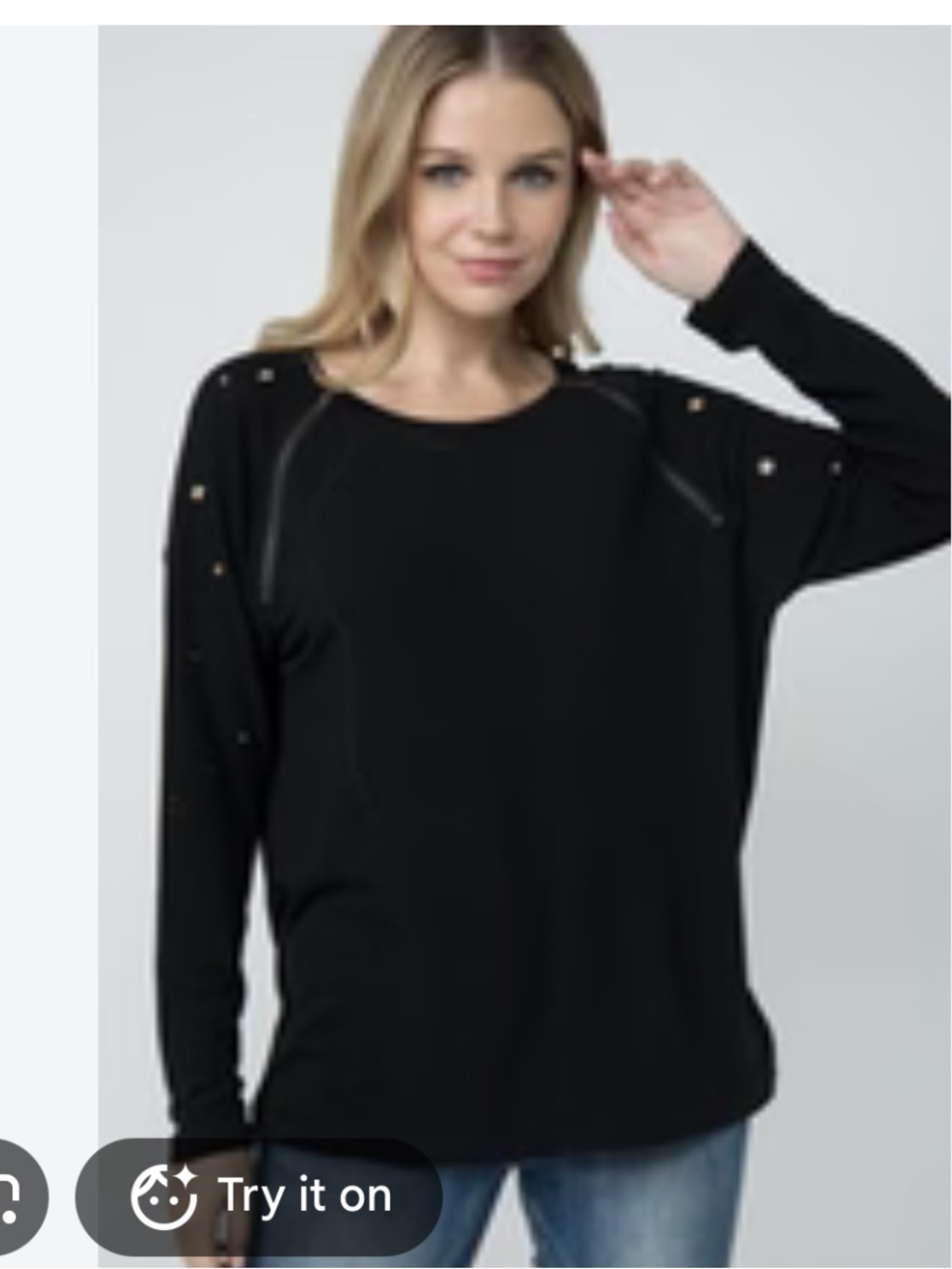Vocal: Zipper Long Sleeve Top with Grommets